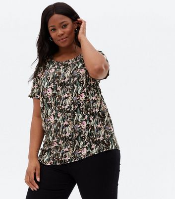 ONLY Curves Black Floral T-Shirt | New Look