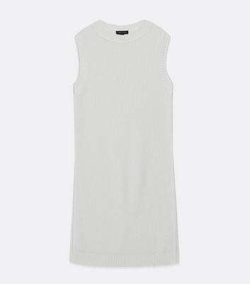 Off White Knit Sleeveless Long Vest Jumper New Look