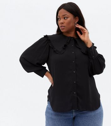 Ruffle collar cheap blouse plus size