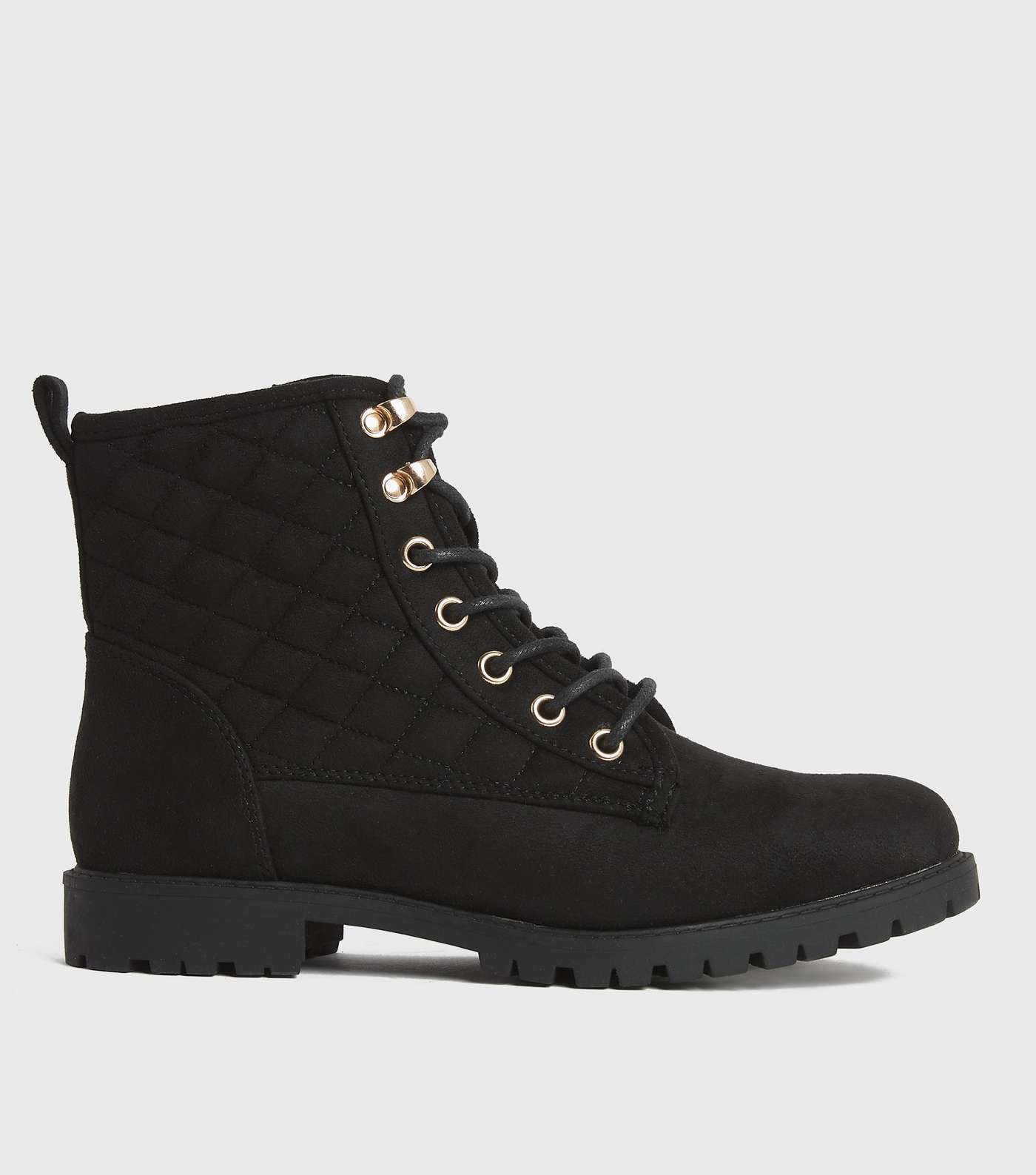 Girls Black Suedette Lace Up Ankle Boots