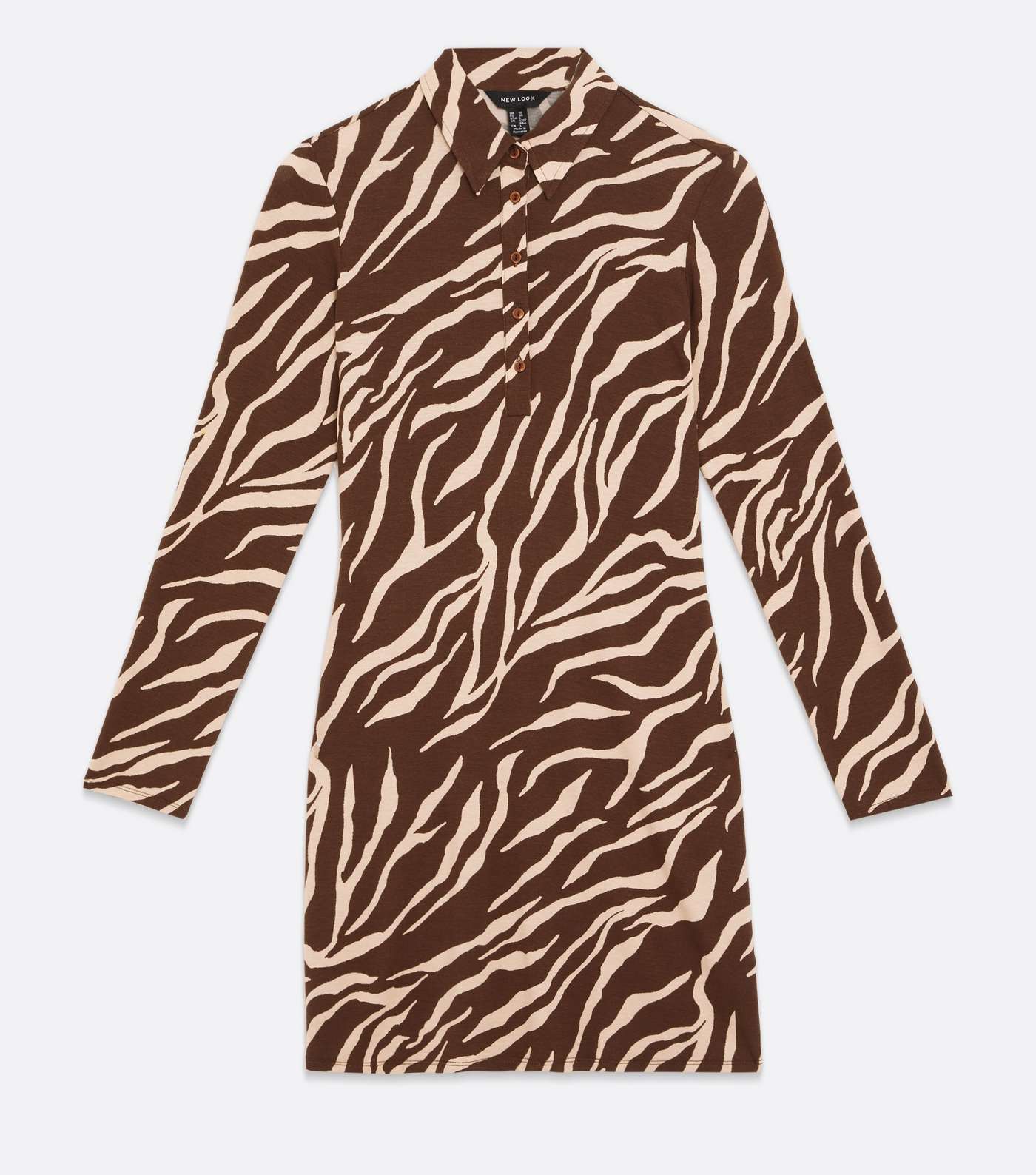 Brown Zebra Collared Mini Polo Dress Image 5