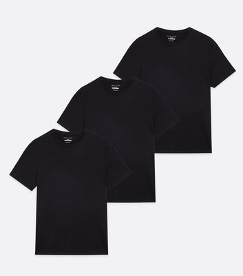 Herrenmode Bekleidung für Herren 3 Pack Black Crew Neck T-Shirts