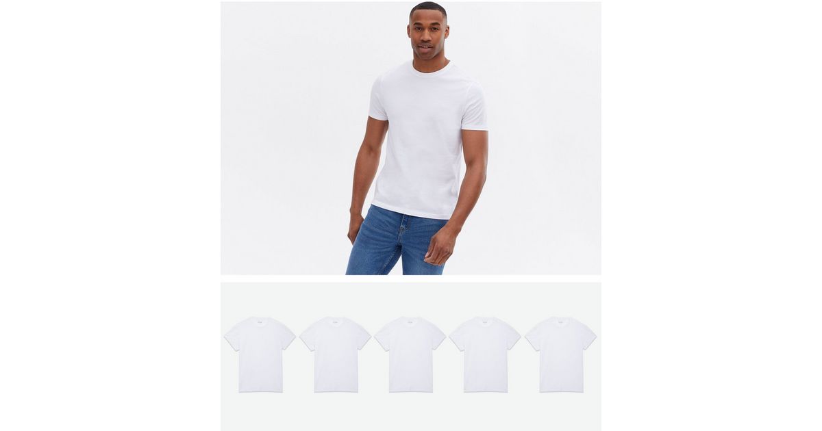 5 Pack White Crew Neck TShirts New Look