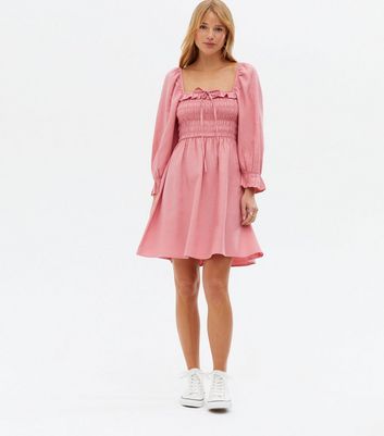 shirred frill dress