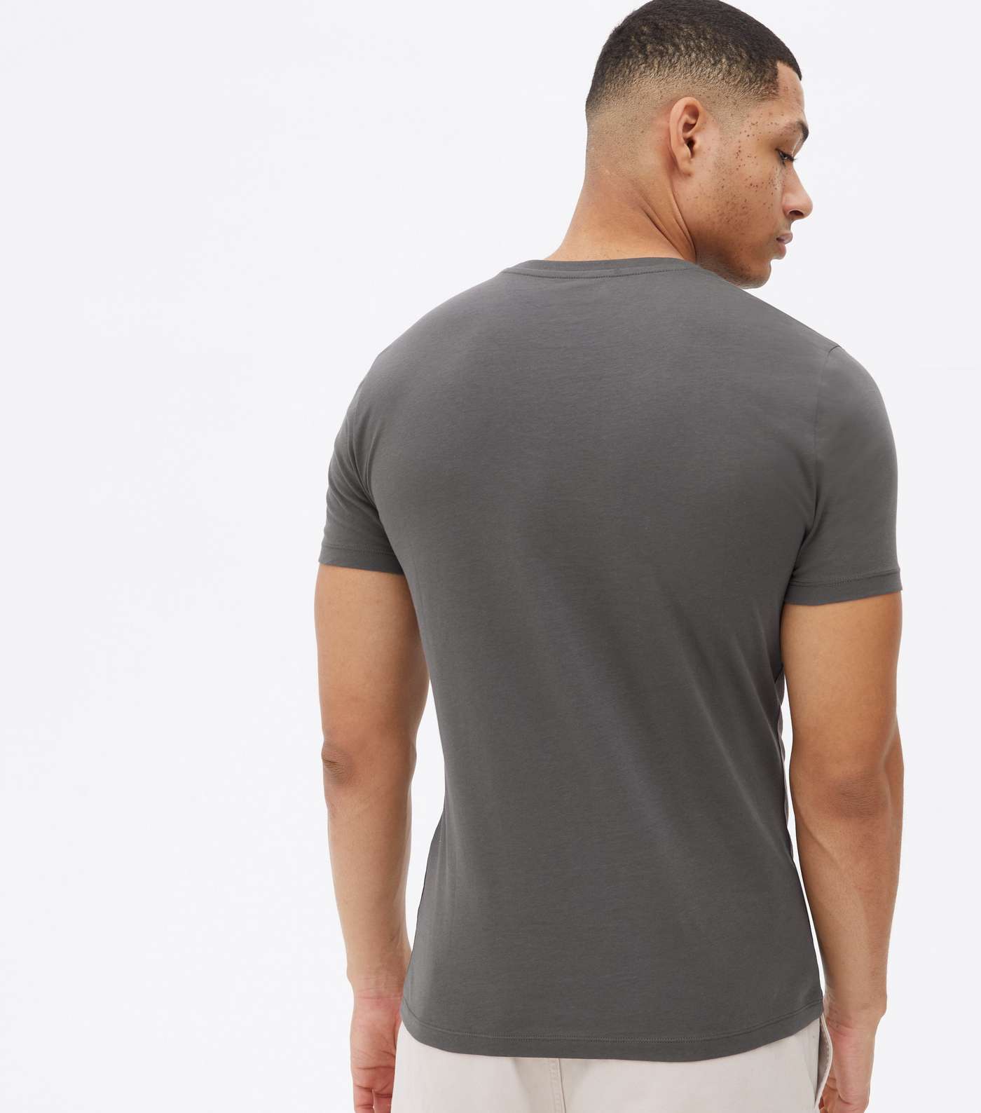 Dark Grey Jersey Crew Neck Muscle Fit T-Shirt Image 4