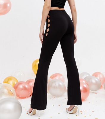 Ladies Side Cut Out Flared Pants - Black – shop.yourspot