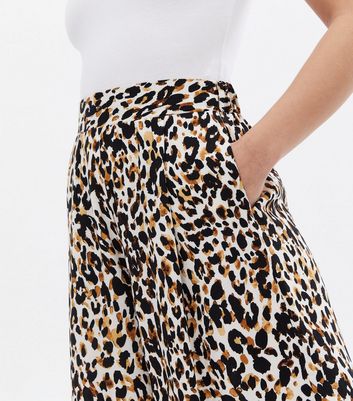 VILA Black Animal Print High Waist Wide Leg Trousers  New Look