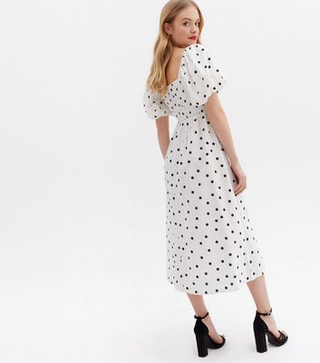 New look white cheap polka dot dress