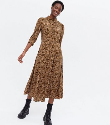 brown cheetah print dress