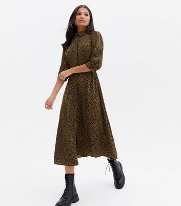 Leopard midi outlet shirt dress