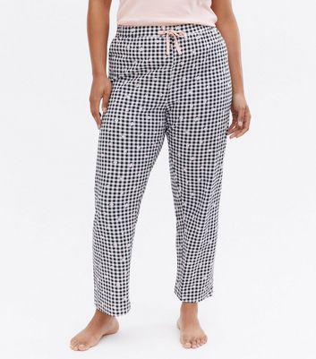 Curves Pink Floral Gingham Wide Leg 