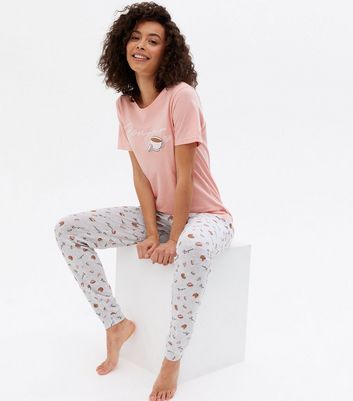 Tall Pink Jogger Pyjama Set with Bonjour Logo New Look