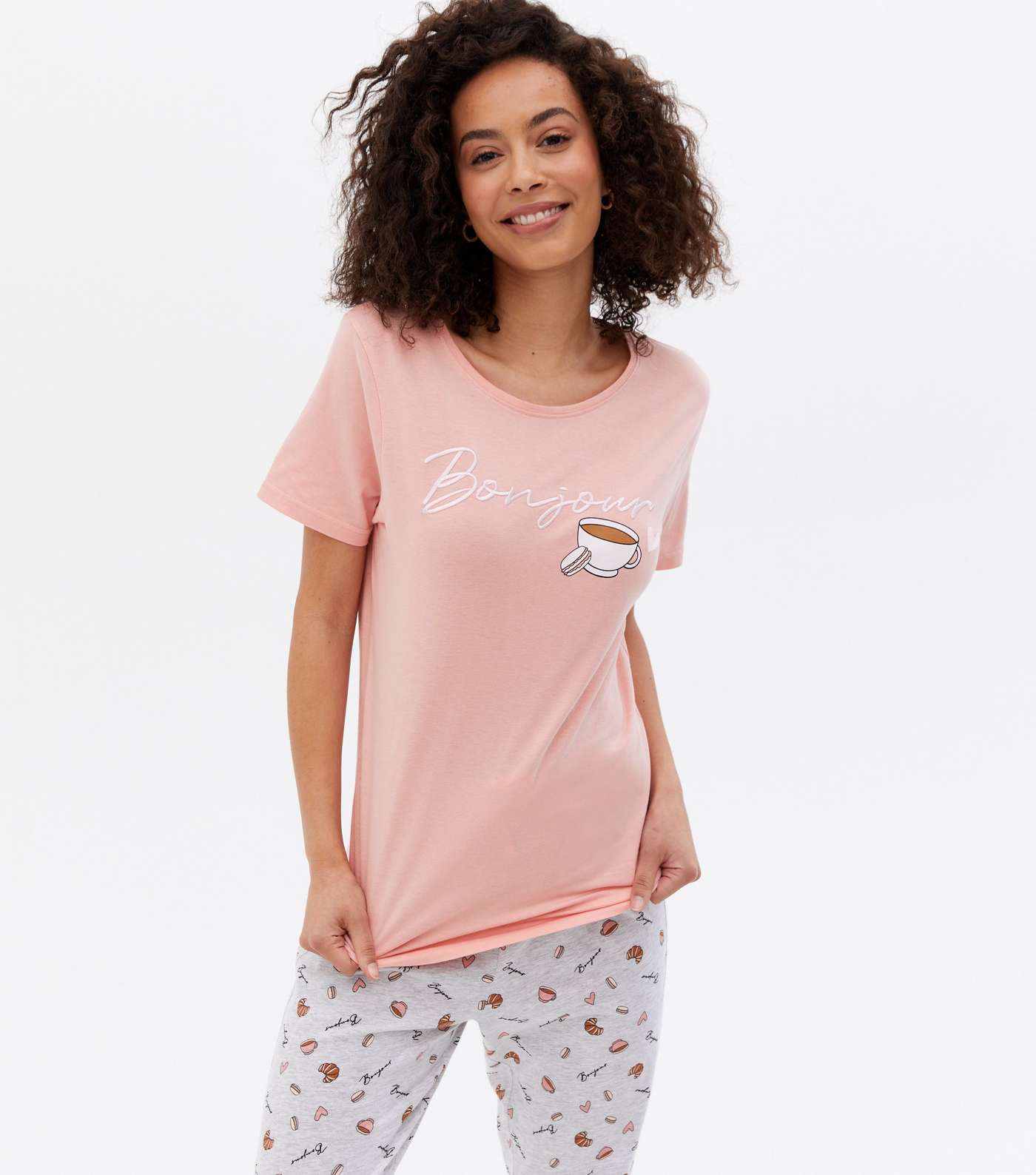 Tall Pink Jogger Pyjama Set with Bonjour Logo Image 2