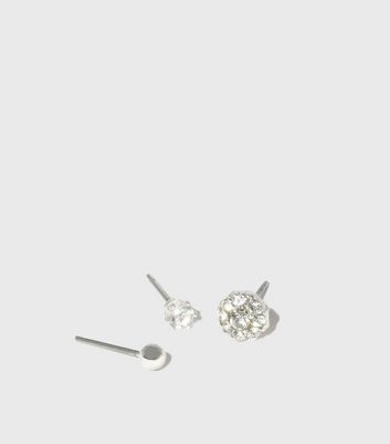 Damen Accessoires 3 Pack Silver Diamanté Round Stud Earrings