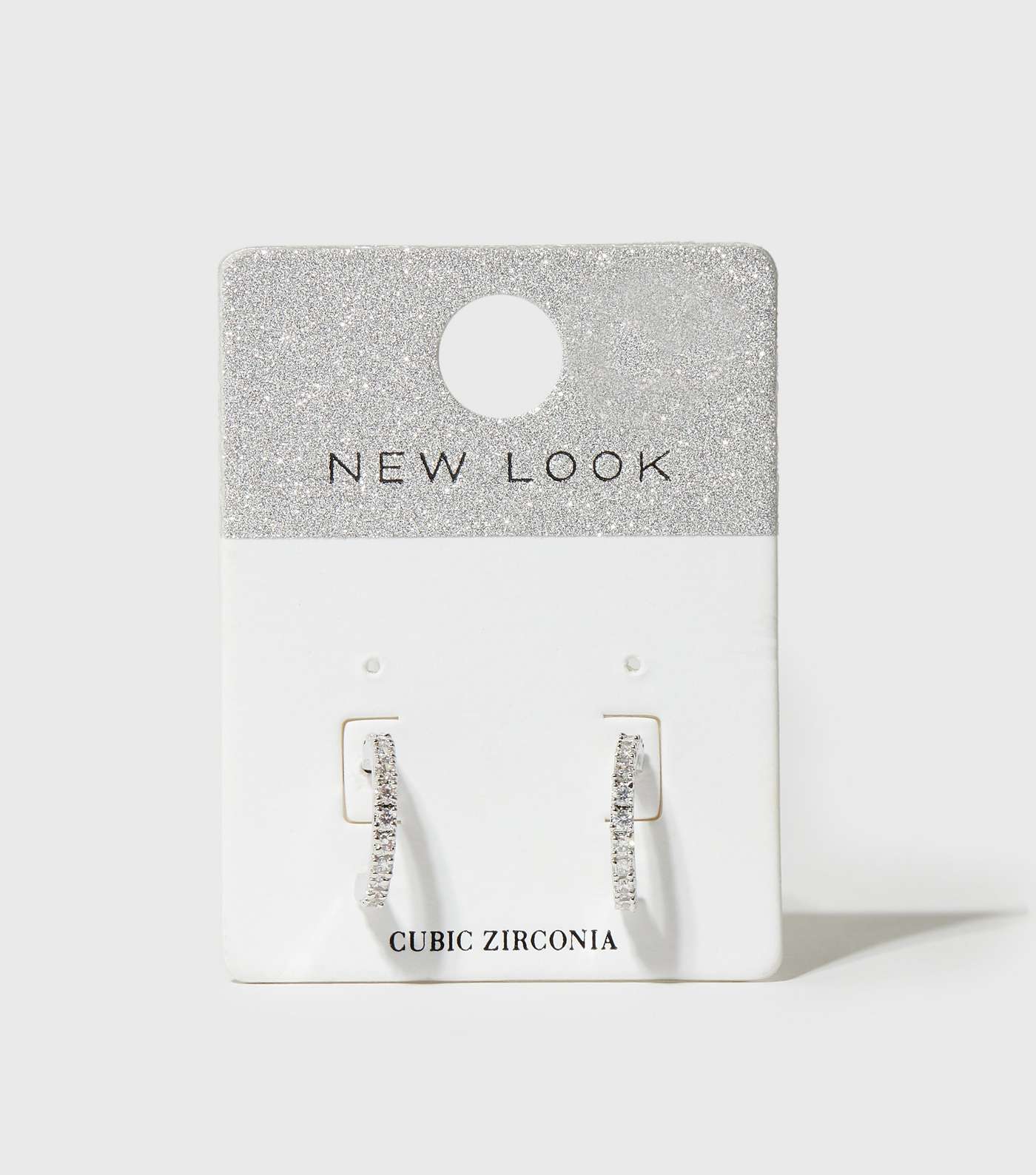 Silver Cubic Zirconia Mini Hoop Earrings Image 4