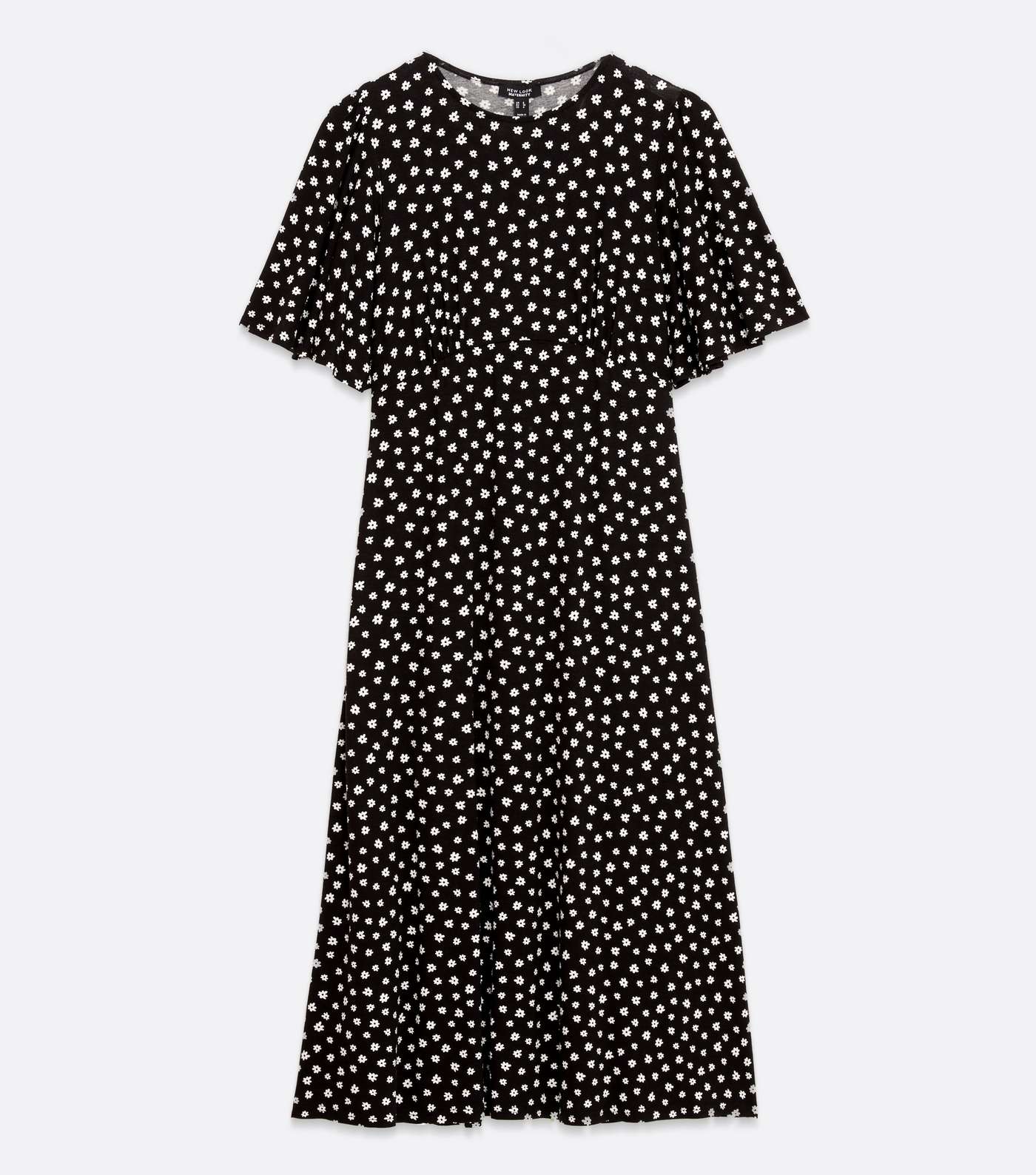 Maternity Black Floral Tie Back Midi Dress Image 5