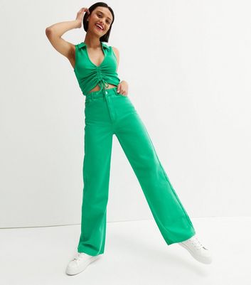 Click to view product details and reviews for Green High Waist Adalae Wide Leg Jeans New Look.