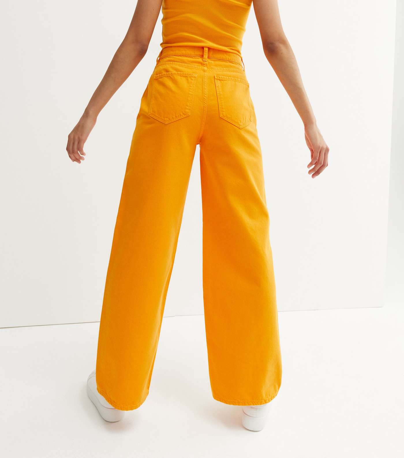 Bright Orange High Waist Adalae Wide Leg Jeans Image 4