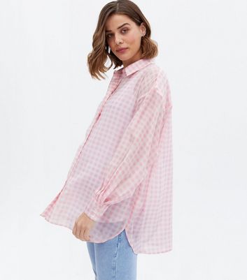 Maternity Pink Gingham Oversized Shirt New Look