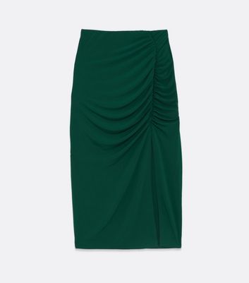 Dark green high 2025 waisted midi skirt