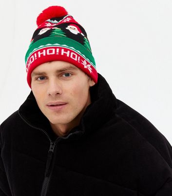 Black Fair Isle Christmas Santa Pom Pom 