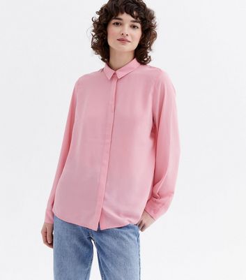 Pink Long Sleeve Button Up Shirt | New Look