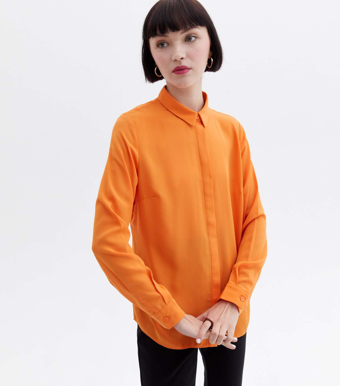 Bright Orange Long Collared Button Up Shirt