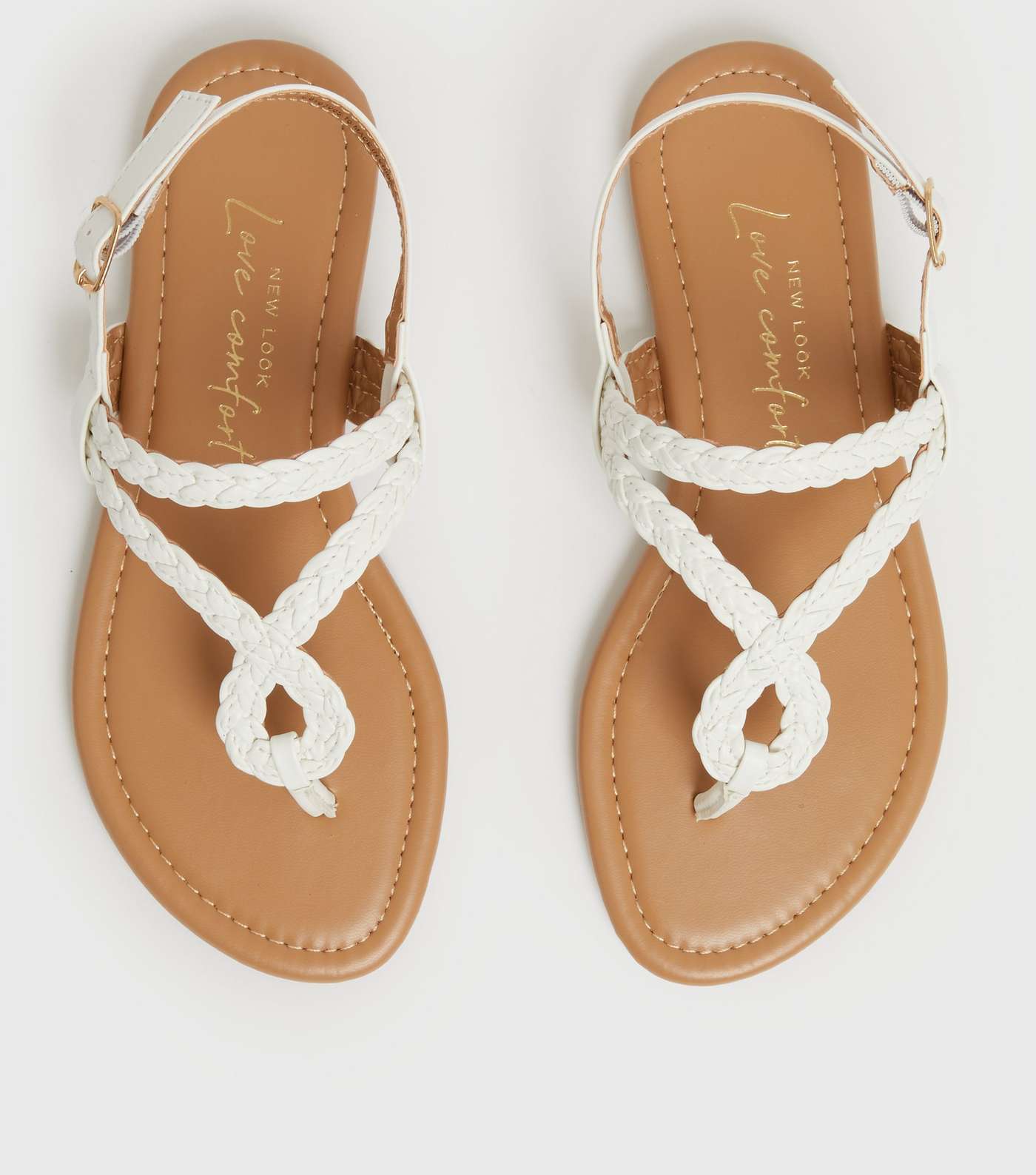 Girls White Plaited Twist Strap Toe Post Sandals