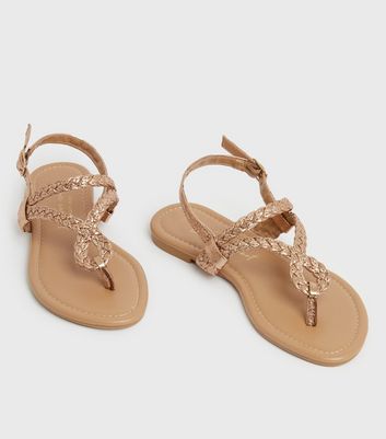 Rose gold store toe post sandals