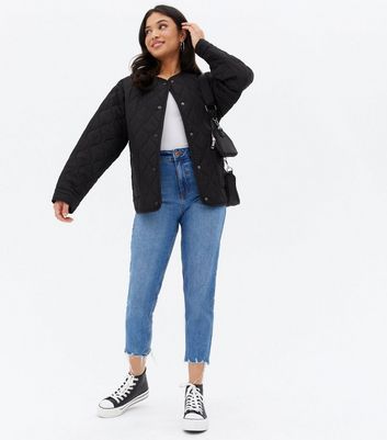 Click to view product details and reviews for Petite Black Quilted Bomber Jacket New Look.