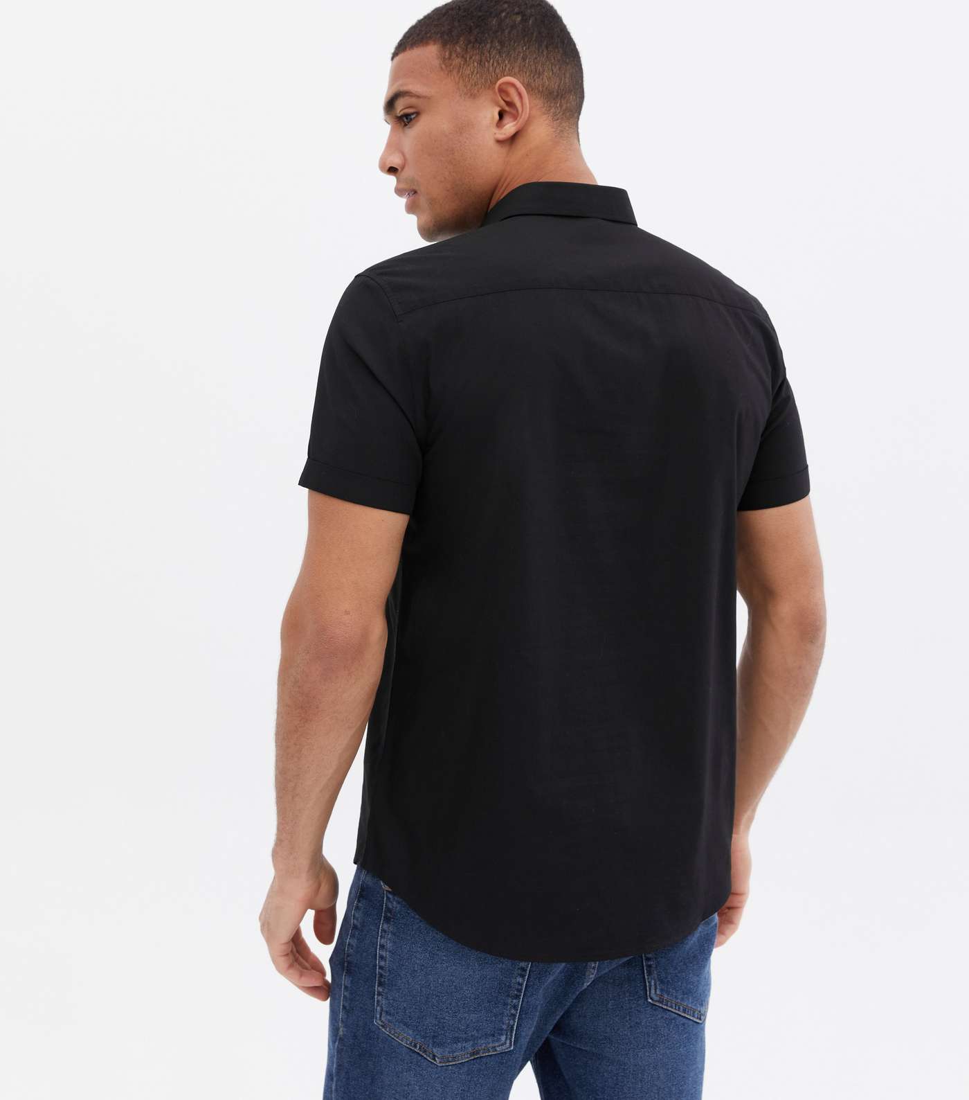 Black Poplin Short Sleeve Shirt Image 4