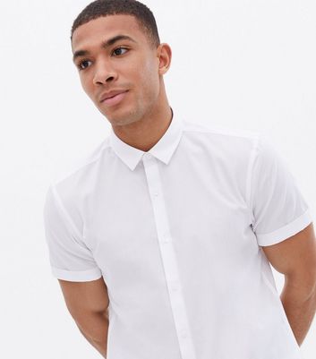 white poplin short sleeve shirt