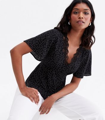 Polka dot lace top Clearance