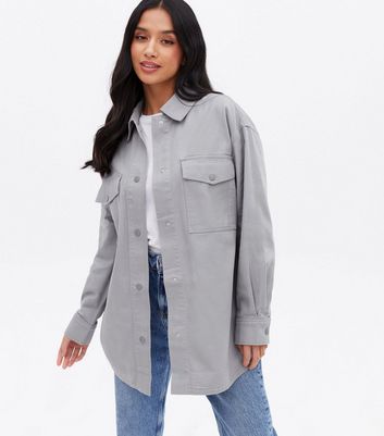 petite grey shacket