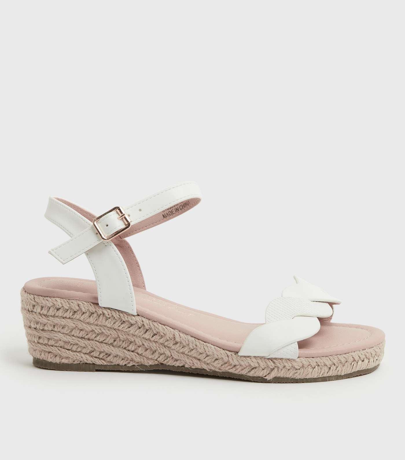 Wide Fit White Plaited Espadrille Wedge Sandals