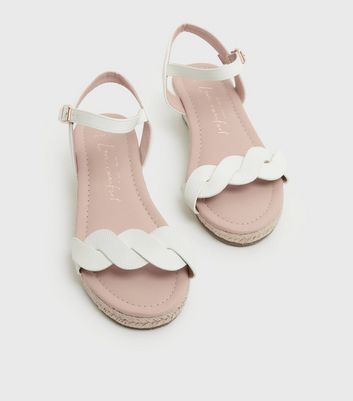 white flat wedge sandals