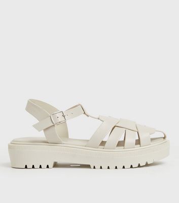 Click to view product details and reviews for Off White Chunky Caged Sandals New Look Vegan.