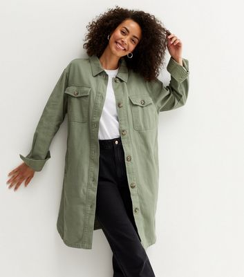 Click to view product details and reviews for Tall Khaki Double Pocket Long Shacket New Look.