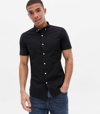 Black Muscle Fit Oxford Shirt | New Look