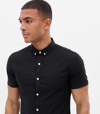 mens short sleeve black oxford shirt