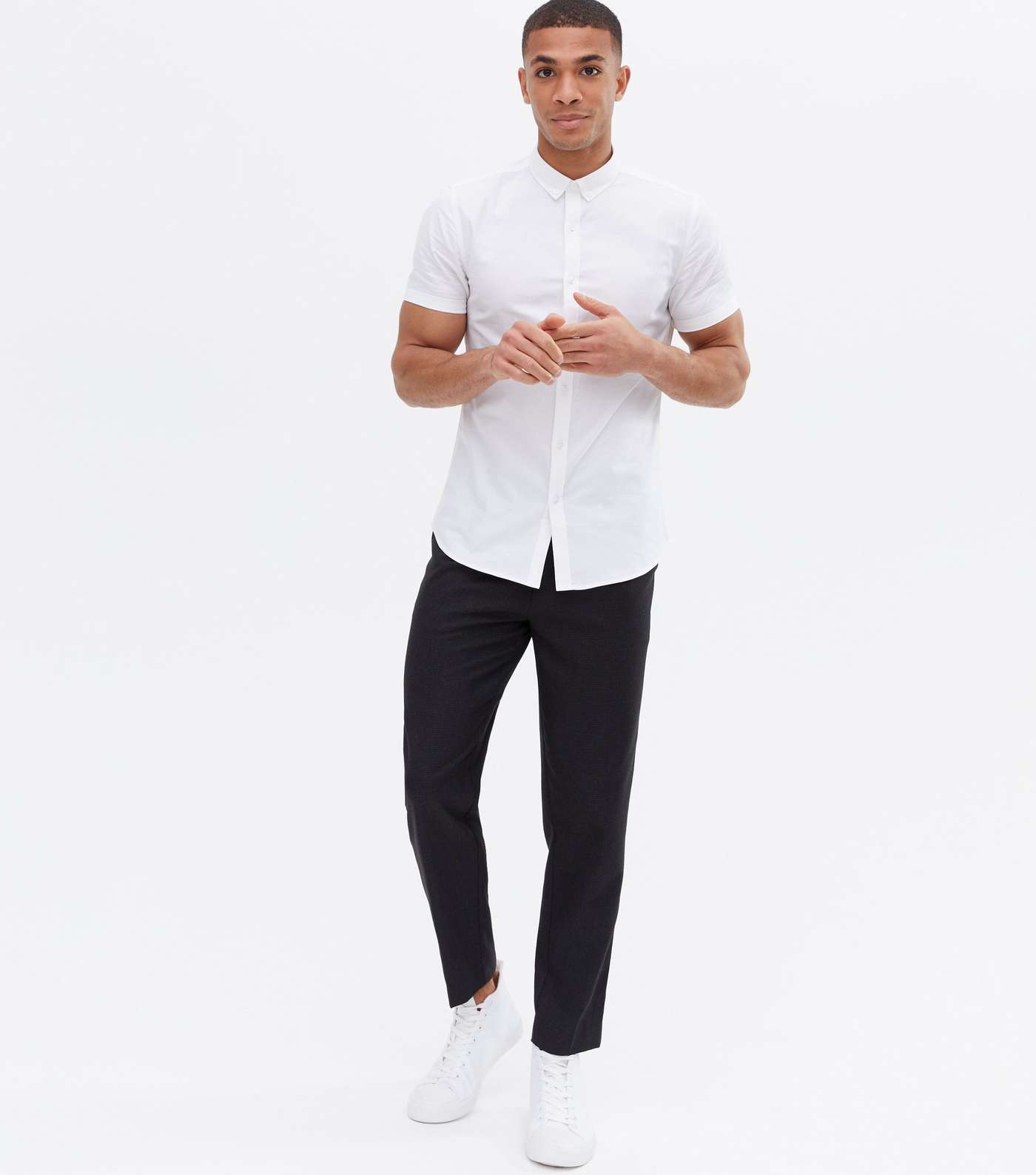 White Muscle Fit Oxford Shirt Image 2
