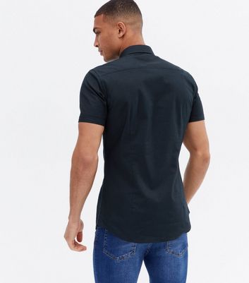 Navy Muscle Fit Oxford Shirt | New Look