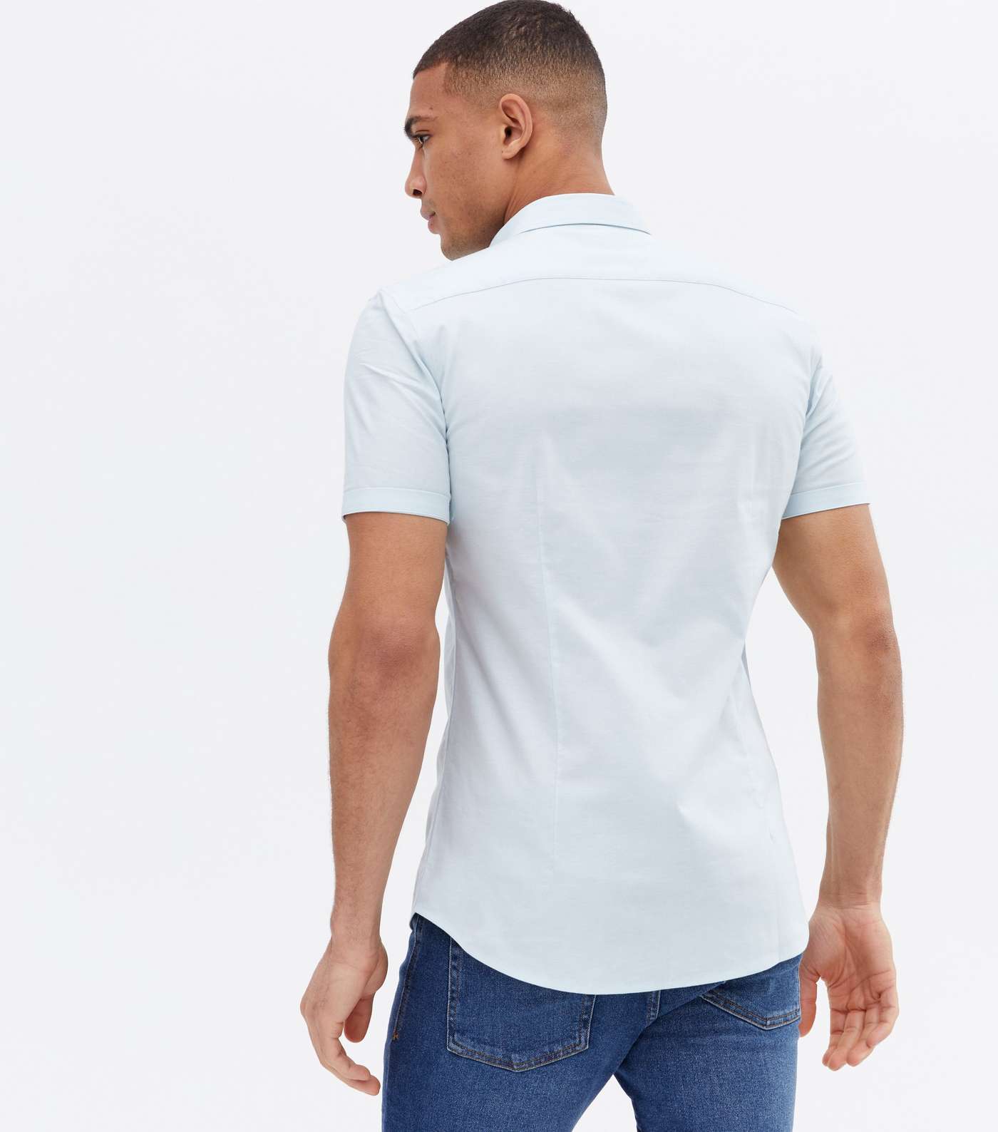 Pale Blue Muscle Fit Oxford Shirt Image 4