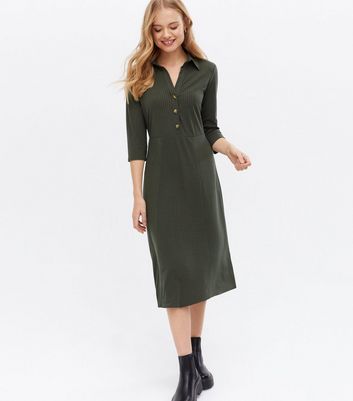 New look khaki midi dress hotsell