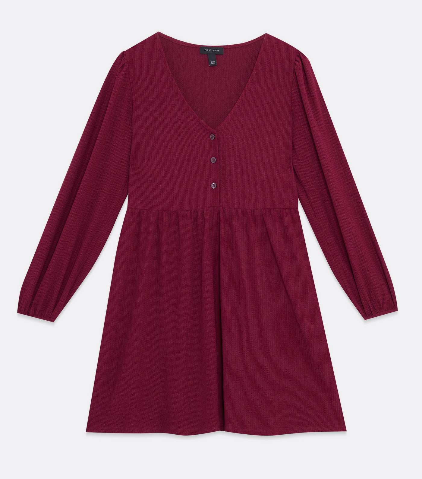 Burgundy Crinkle Jersey Button Front Mini Dress Image 5