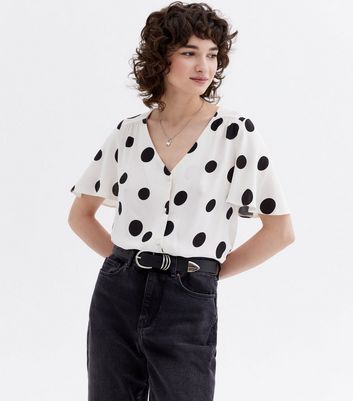 White Spot Flutter Sleeve Shirt | New Look