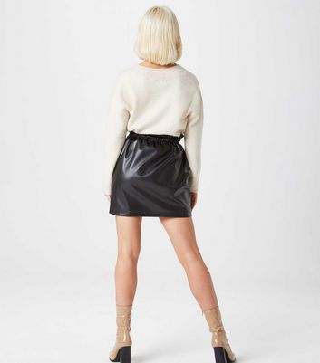 Urban Bliss Black Leather Look High Waist Mini Skirt New Look