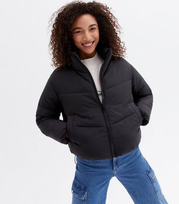 new look black boxy puffer jacket