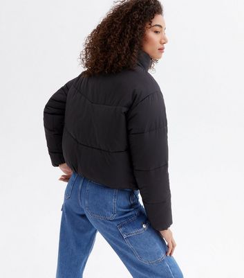 Black Crop Boxy Puffer Jacket | New Look