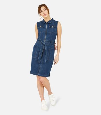 white christmas dresses Kristina Blue Denim Zip Bodycon Mini Dress – Urban Bliss main image 1